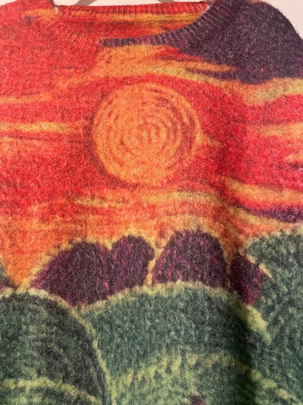 Sunset and Landscape Scene Textured Poly Soft Sweater - Picture 2 of 8